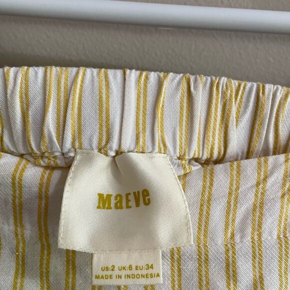 Anthro Maeve Linen Blend Yellow Striped Blouse - Picture 3 of 6